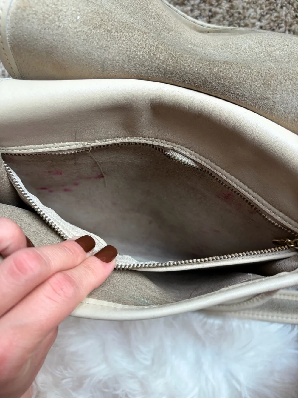 Coach Cream Leather Crescent Saddle Bag